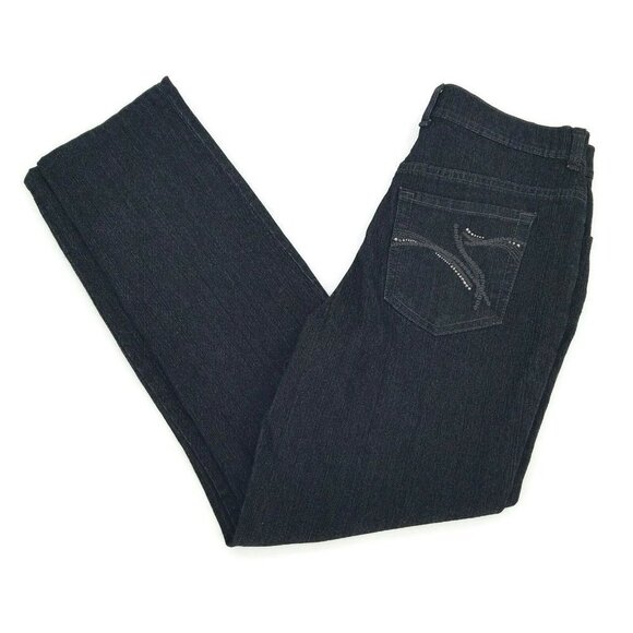 Gloria Vanderbilt Womens Amanda Slim Skinny Jeans Black Dark Wash Stretch 8 - Picture 1 of 11